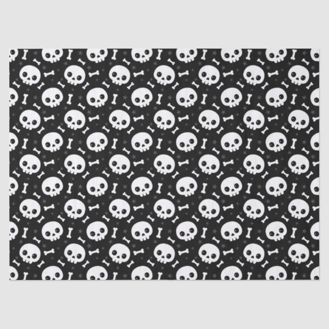 Niedliches Skull & Bones Halloween-Muster Seidenpapier (Vorderseite)