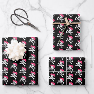 Niedliches Skull Crossbones Pattern Pirate Theme Geschenkpapier Set