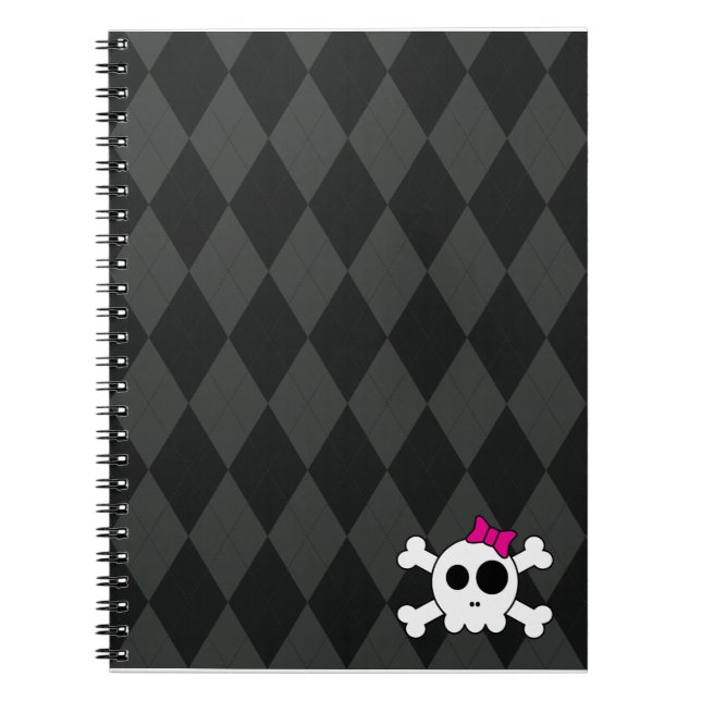 Niedliches Skully und Raute Notizblock (Vorderseite)
