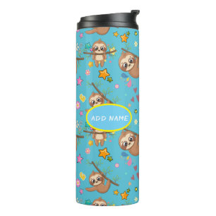 Niedliches Sloth Blue Muster Vorlage hinzufügen Thermosbecher
