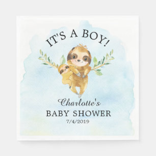 Niedliches Sloth Boy Babyduschpapier Napkins Serviette