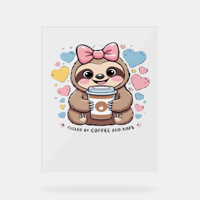 Niedliches Sloth Coffee Lover Shirt - Von Co gespe Acrylschild (Vorderseite)
