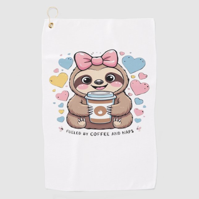 Niedliches Sloth Coffee Lover Shirt - Von Co gespe Golfhandtuch (Vorderseite)