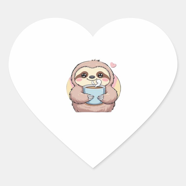 Niedliches Sloth Coffee Lover Shirt � von Co gespe Herz-Aufkleber (Vorderseite)