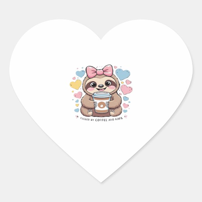 Niedliches Sloth Coffee Lover Shirt � von Co gespe Herz-Aufkleber (Vorderseite)