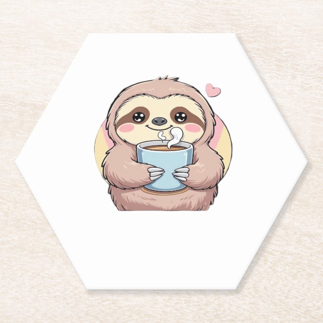 Niedliches Sloth Coffee Lover Shirt � von Co gespe Untersetzer (Vorderseite)