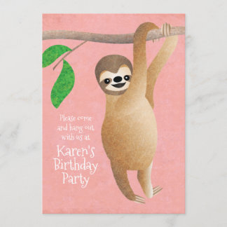 Niedliches Sloth-Geburtstags-Party hängen heraus Einladung