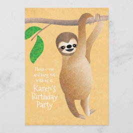 Niedliches Sloth-Geburtstags-Party hängen heraus Einladung