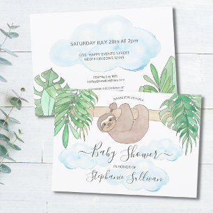 Niedliches Sloth Gender Neutral Baby Shower Einlad Einladung