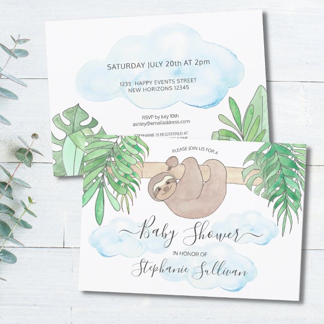 Niedliches Sloth Gender Neutral Baby Shower Einlad Einladung (Von Creator hochgeladen)