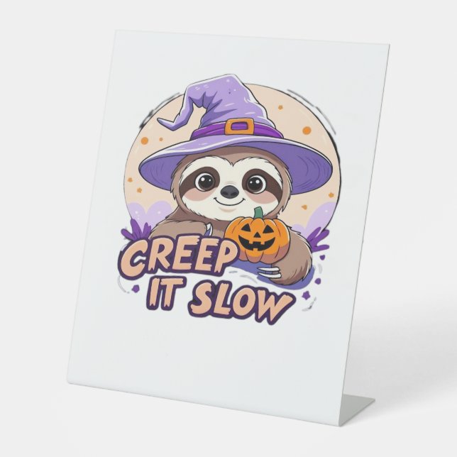 Niedliches Sloth Halloween Shirt � Funny Creep It  Sockelschild (Vorderseite)