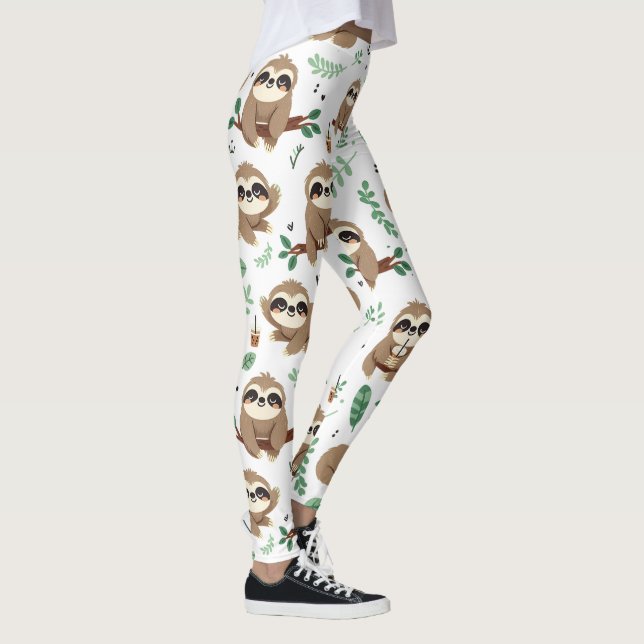 Niedliches Sloth-Muster Leggings (Rechts)