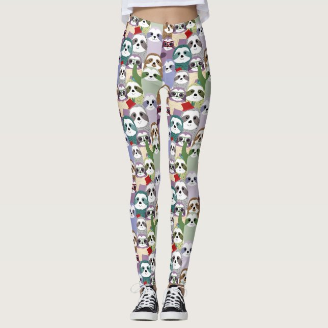Niedliches Sloth-Muster Leggings (Vorderseite)