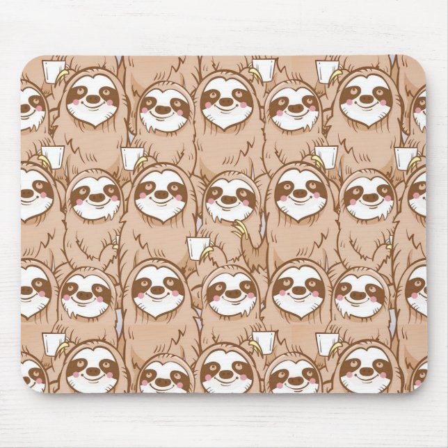 Niedliches Sloth-Muster Mousepad (Vorne)