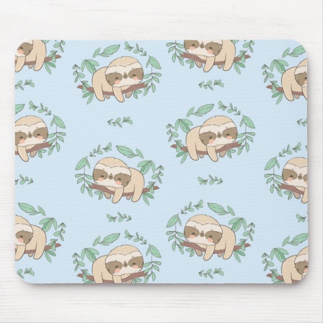 Niedliches Sloth-Muster Mousepad (Vorne)