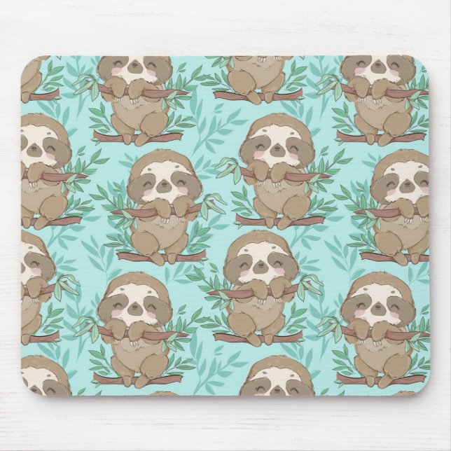 Niedliches Sloth-Muster Mousepad (Vorne)