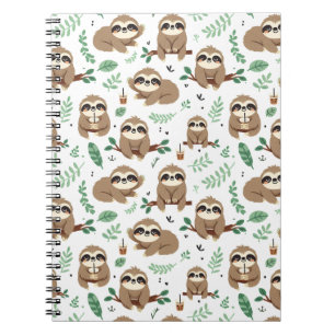 Niedliches Sloth-Muster Notizblock