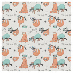 Niedliches Sloth-Muster Stoff