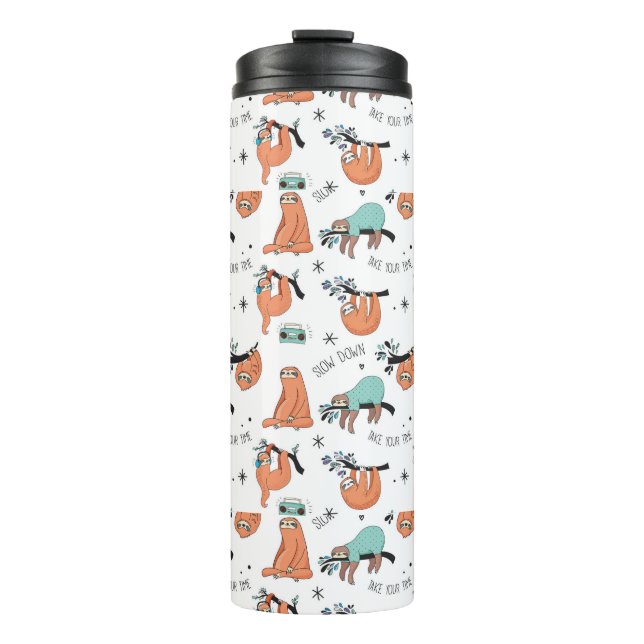 Niedliches Sloth-Muster Thermosbecher (Vorderseite)