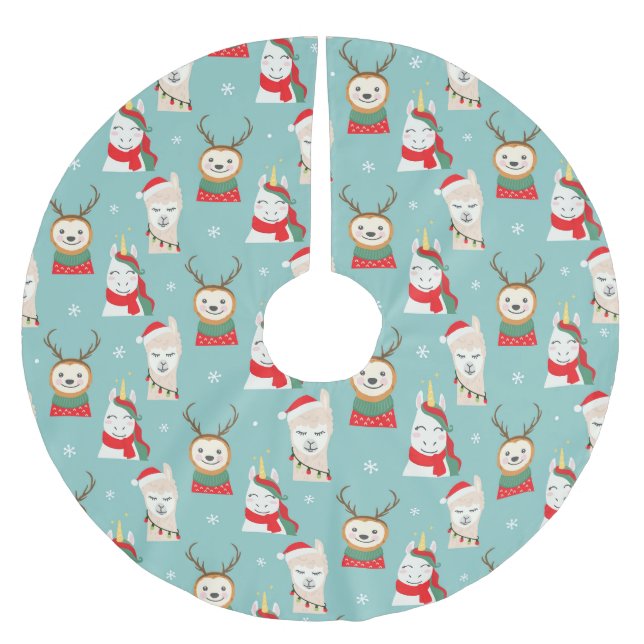 Niedliches Sloth Pattern Polyester Tree Skirt Polyester Weihnachtsbaumdecke (Vorderseite)