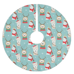 Niedliches Sloth Pattern Polyester Tree Skirt Weihnachtsbaumdecke