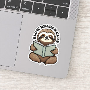 Niedliches Sloth Reading Book Aufkleber