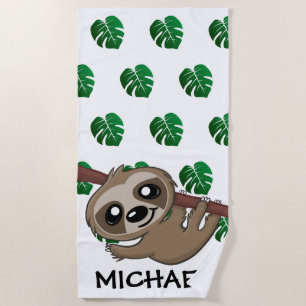 Niedliches Sloth Safari Cartoon Dschungelnacht Mus Strandtuch