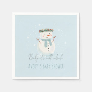 Niedliches Snowman Baby Es ist kalte Außendusche Serviette