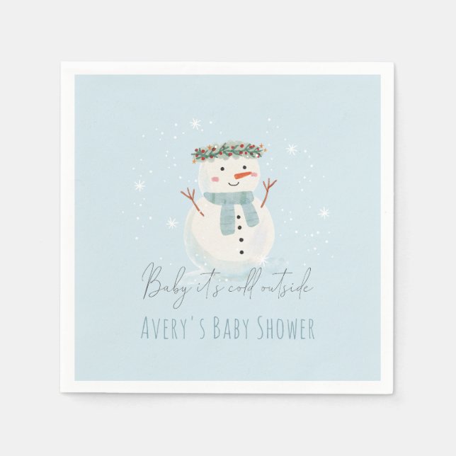 Niedliches Snowman Baby Es ist kalte Außendusche Serviette (Vorderseite)