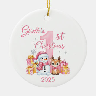 Niedliches Snowman Baby Girl's First Christmas Orn Keramik Ornament