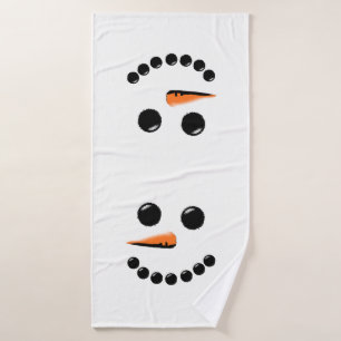 Niedliches Snowman-Gesicht Badehandtuch