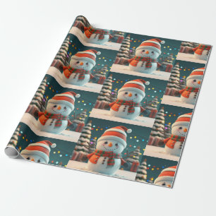 NIEDLICHES SNOWMAN WRAPPING PAPIER GESCHENKPAPIER