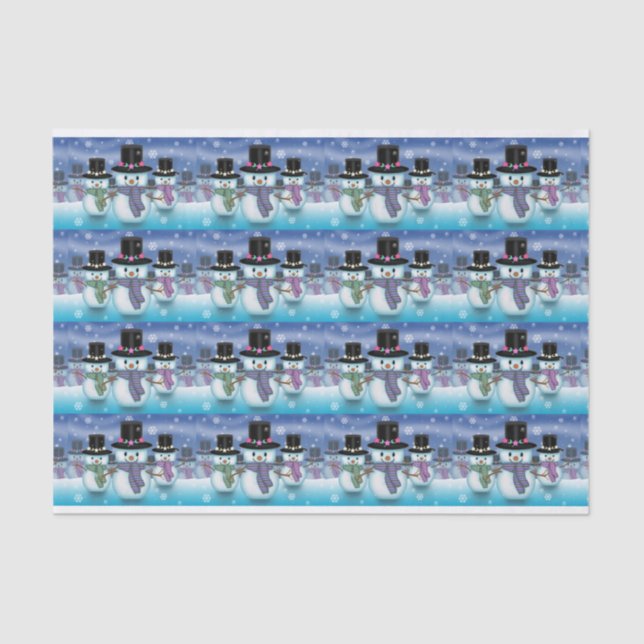 Niedliches Snowmen - Holiday Tissue Paper Seidenpapier (Vorderseite)