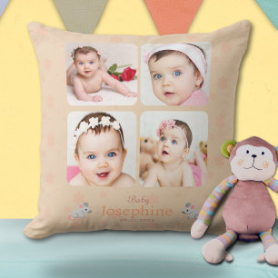 Niedliches Soft Peach Baby Name Foto Kissen