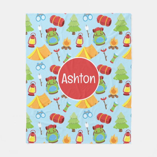 Niedliches Sommercampingmuster Fleecedecke (Vorderseite)