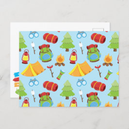Niedliches Sommercampingmuster Postkarte