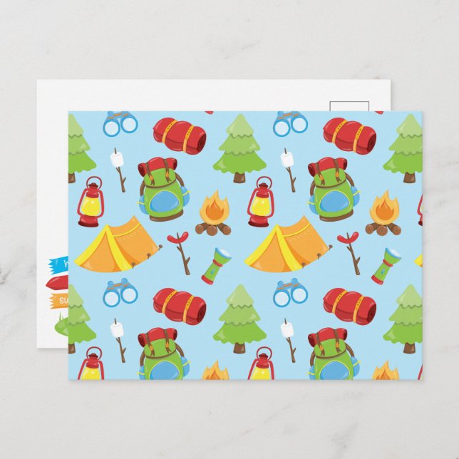 Niedliches Sommercampingmuster Postkarte (Vorne/Hinten)