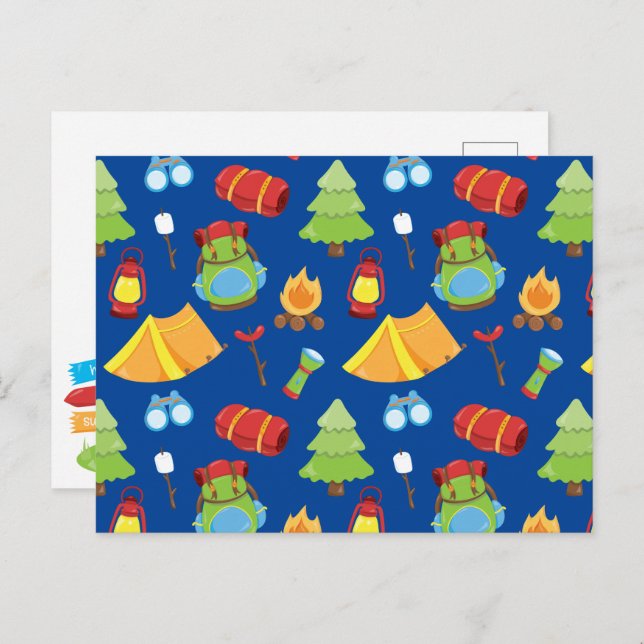 Niedliches Sommercampingmuster Postkarte (Vorne/Hinten)