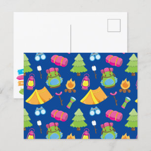 Niedliches Sommercampingmuster Postkarte