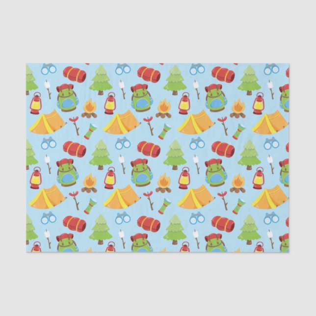 Niedliches Sommercampingmuster Seidenpapier (Vorderseite)
