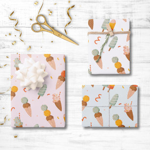 Niedliches Sommereiscrememuster Geschenkpapier Set