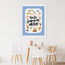 Niedliches Sommerurlaub Zitat farbenfrohe Illustra Poster