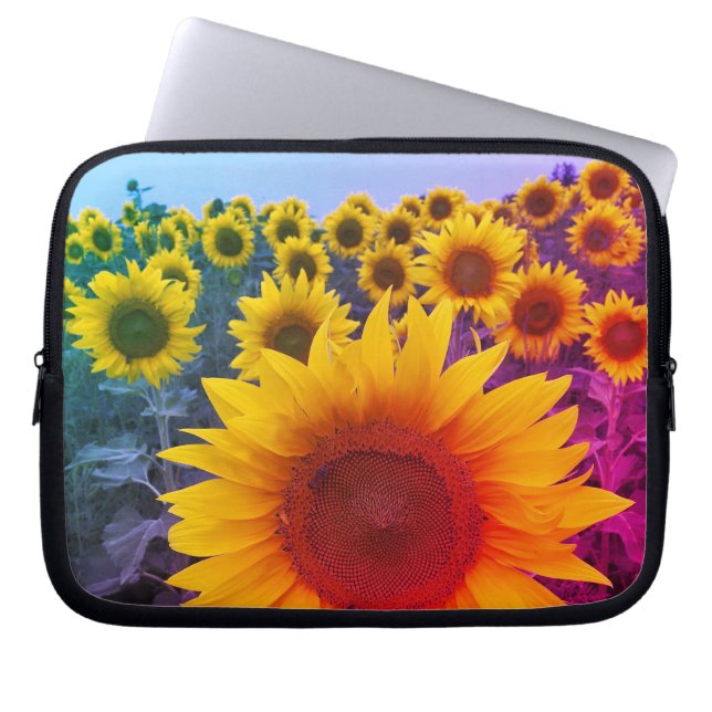 Niedliches Sonnenblumenfeld Laptopschutzhülle (Vorderseite)