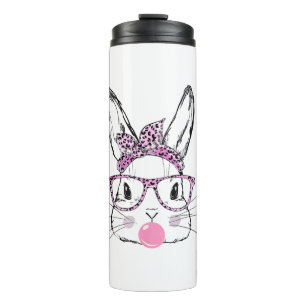Niedliches Sonnengesicht Rosa Leopard Brille Bubbl Thermosbecher