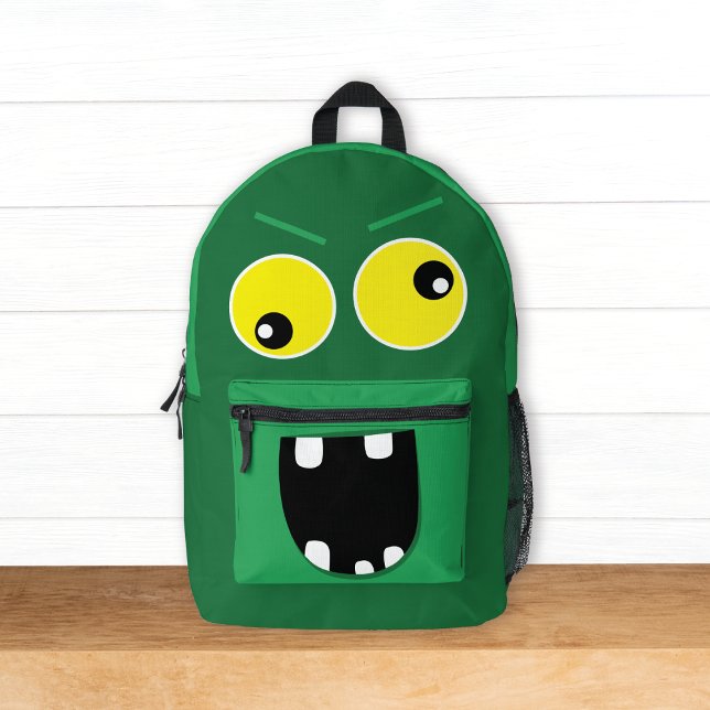 Niedliches, sonniges grünes Monster mit Namen Kind Bedruckter Rucksack (Von Creator hochgeladen)