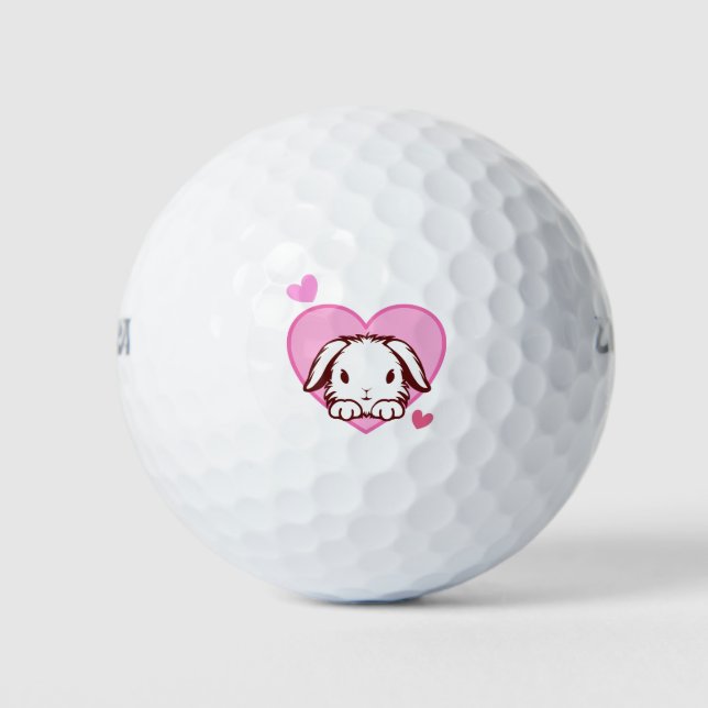 Niedliches sonniges rosa Herz Golfball (Vorderseite)