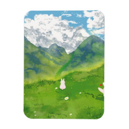 Niedliches sonniges Wetter mit Aussicht auf Berge Magnet