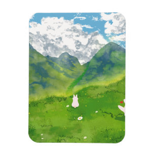 Niedliches sonniges Wetter mit Aussicht auf Berge Magnet