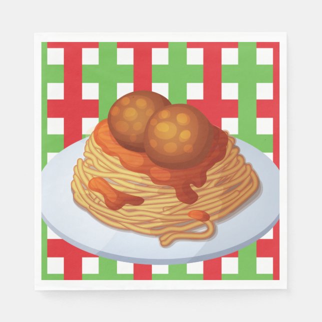 Niedliches Spaghetti-Party Serviette (Vorderseite)