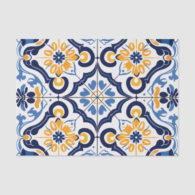 Niedliches spanisches Fliesenmuster Seidenpapier (Vorderseite)